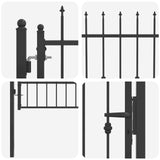 Fence Gate HORST 100 x 125 cm Metal Black Lockable 42034045