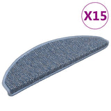 Stair Mat Set of 15 Blue 89% polypropylene, 5% polyester, 6% cotton 326874