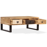 ZNTS Coffee Table with 3 Drawers Solid Mango Wood 90x50x35 cm 244942