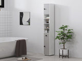 180cm Slim Bathroom Cabinet, with Drawer, Shelves and Cupboards - Light Grey T3398P343563