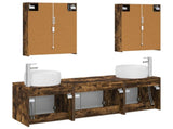 Bathroom Cabinet Set 5 pcs Smoked Oak Engineered Wood 3406531