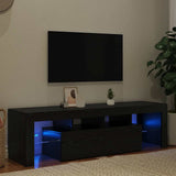 TV Cabinet with LED Lights Black Oak 140x36.5x40 cm Engineered Wood 862030
