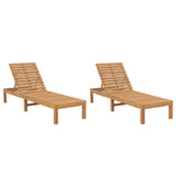 Sun Lounger Set of 2 Teak Solid Teak Wood 200cm long 3073206