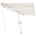 ZNTS Manual Retractable Awning with LED 500x350 cm Cream 3069662