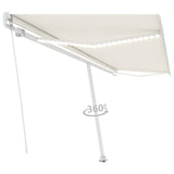 ZNTS Manual Retractable Awning with LED 500x300 cm Cream 3069582