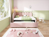 Upholstered Daybed with Pull-Out Bed, Crown-shaped Trundle Bed, 3FT Single Sofa Bed 90 x 190 cm, N601P431271P