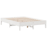Bookcase Bed without Mattress White 150x200 cm King Size Solid Wood Pine 3322907