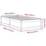Bed Frame without Mattress White 100x200 cm Solid Wood Pine 846829