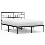 Metal Bed Frame without Mattress with Headboard Black 135x190cm 355658