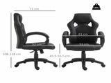 Office Chair Faux Leather Swivel Computer Desk Chair for Home Office with Wheels Armrests Black T3398P328248