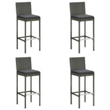 5 Piece Garden Bar Set with Cushions Poly Rattan Grey 3095408
