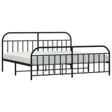 Metal Bed Frame without Mattress with Footboard Black 193x203cm 353659