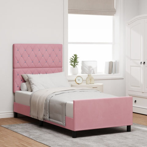 ZNTS Bed Frame Pink 100x200 cm Velvet 3344860