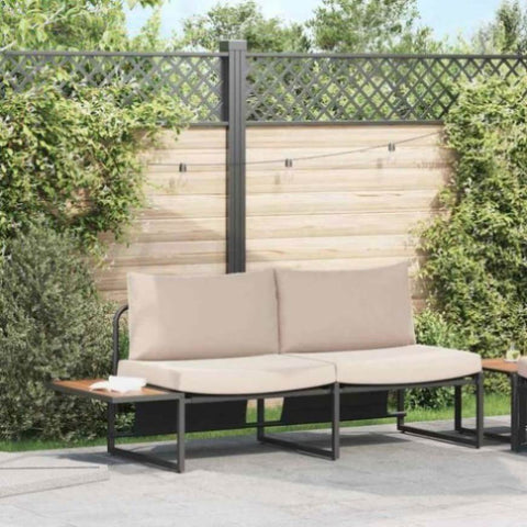Garden Sofa with Cushion Brown 200.5 x 70 x 85.5cm Metal 42007551