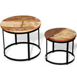 Two Piece Coffee Table Set Solid Reclaimed Wood Round 40cm/50cm 244007