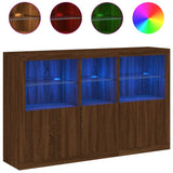 Sideboard with LED Lights Brown Oak 162x37x100 cm 3209148