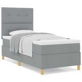 Box Spring Bed with Headboard Light grey 100 x 200 cm Fabric 3339595