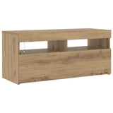 TV Cabinet with LED Lights Artisan Oak 90x35x40 cm Engineered Wood 856308