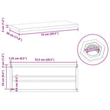 Wall Shelves 2 pcs 75x30 cm Black Stainless Steel 30291