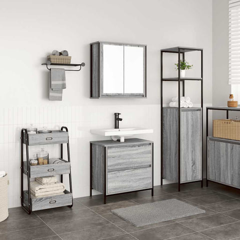 ZNTS 2 Piece Bathroom Furniture Set Grey Sonoma Engineered Wood 3328367