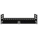 Kids Bed Frame with Drawers Black 90x200 cm Solid Wood Pine 834440
