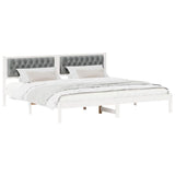 Bed Frame Light Grey 200 x 200 cm Solid Pine Wood 3394237
