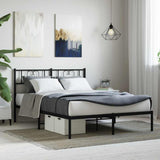 Metal Bed Frame without Mattress with Headboard Black 160x200cm 355466
