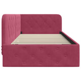 Corner Bed Frame with Headboard Wine Red 90 x 190 cm Velvet 42016527