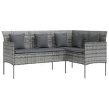 5 Piece L-shaped Couch Sofa Set with Cushions Poly Rattan Grey 318582