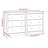 ZNTS Sideboard White 140x35x80 cm Solid Wood Pine 3114080