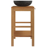 Bathroom Vanity Cabinet Solid Teak with Sink Marble Black 3058161