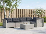 5-Seater Garden Sofa with Cushions Rattan Look PP White 3444061
