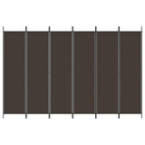 6-Panel Room Divider Brown 300x200 cm Fabric 350191