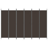 6-Panel Room Divider Brown 300x200 cm Fabric 350191