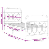 Metal Bed Frame without Mattress with Footboard White 80x200cm 377175