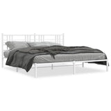 Metal Bed Frame without Mattress with Headboard White 200x200cm 376380