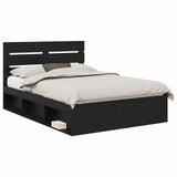 Bed Frame with Headboard Black 150 x 200 cm Solid Pine Wood 3411729