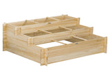 117cm x 100cm x 54cm 3 Tier Raised Garden Bed 376L Fir Wood Elevated Planter Flower Box with 9 Grow T3398P322129