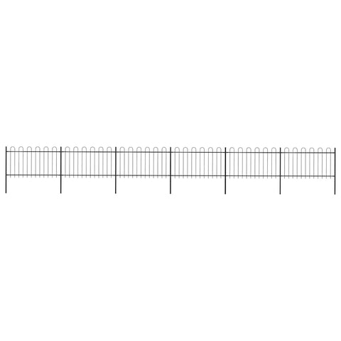 Garden Fence with Hoop Top Steel 1070x100 cm Black 277661