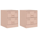 ZNTS Bedside Cabinets 2 pcs Pink 34.5x39x44 cm Steel 841622