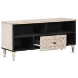 TV Cabinet with Shelf White 100 x 33.5 x 46 cm Solid Mango Wood 4018384