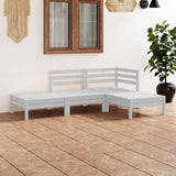 4 Piece Garden Lounge Set White Solid Pinewood 3082618
