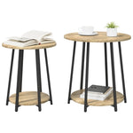 ZNTS Side Table Set - 2 Pieces in Sonoma Oak with Metal 869703