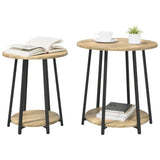 ZNTS Side Table Set - 2 Pieces in Sonoma Oak with Metal 869703