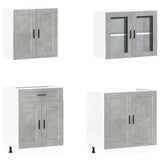 ZNTS 4 Piece Kitchen Cabinet Set Kalmar Concrete Grey Engineered Wood 3314875