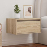 ZNTS Wall-mounted Bedside Cabinet with LED Lights Sonoma Oak 860215