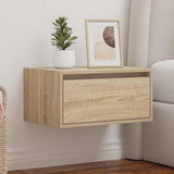 ZNTS Wall-mounted Bedside Cabinet with LED Lights Sonoma Oak 860215