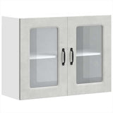 Kitchen Wall Cabinet with Glass Door Kalmar Concrete Grey Engineered Wood 853611