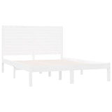 Bed Frame White Solid pinewood Double Decorative Inlays 3104604