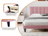 4ft6 Double Upholstered Velvet Frame, with Adjustable Channel Tufted Headboard, Velvet Platform N652P179780P